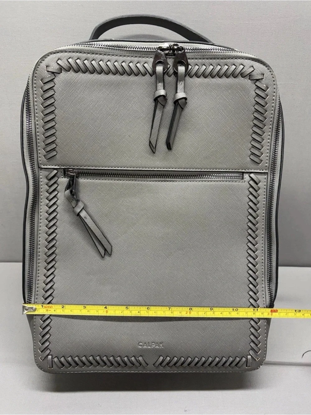 CALPAK Kaya Faux Leather Laptop Backpack Cool Grey